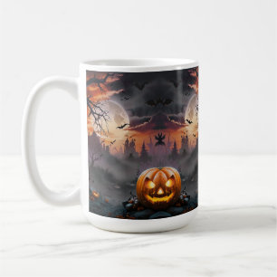 Halloween-Hintergrund in Orange und Grautönen Kaffeetasse