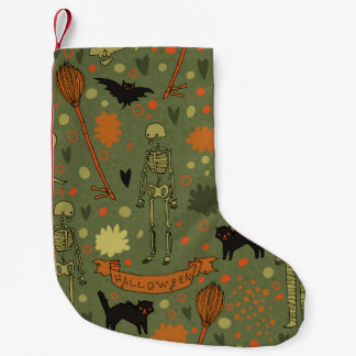 Halloween-Hintergrund. mit Katzen, Rose, Fledermau Kleiner Weihnachtsstrumpf