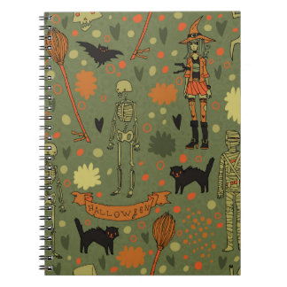 Halloween-Hintergrund. mit Katzen, Rose, Fledermau Notizblock