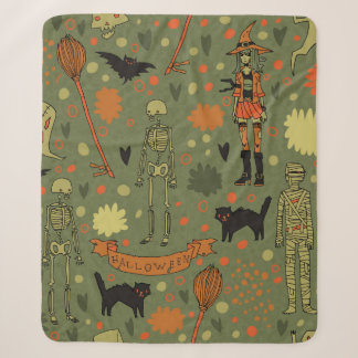 Halloween-Hintergrund. mit Katzen, Rose, Fledermau Sherpadecke