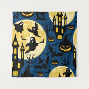Halloween Hintergrund. Nahtloses Muster mit Monden Wandteppich