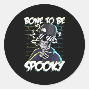 Halloween Hip Hop Love Bone To Be Spooky Skeleton Runder Aufkleber