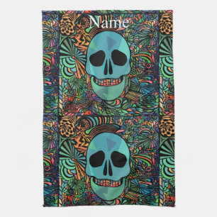 Halloween Hippie Schädel Thunder_Cove Geschirrtuch