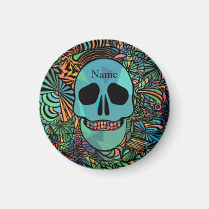 Halloween Hippie-Schädel Thunder_Cove Magnet