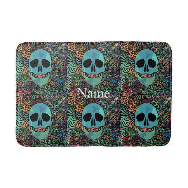 Halloween Hippie Skull Thunder_Cove Badematte (Vorderseite)