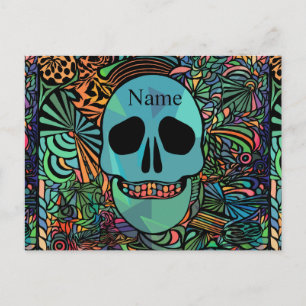 Halloween Hippie Skull Thunder_Cove Feiertagspostkarte