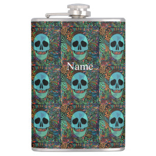 Halloween Hippie Skull Thunder_Cove Flachmann