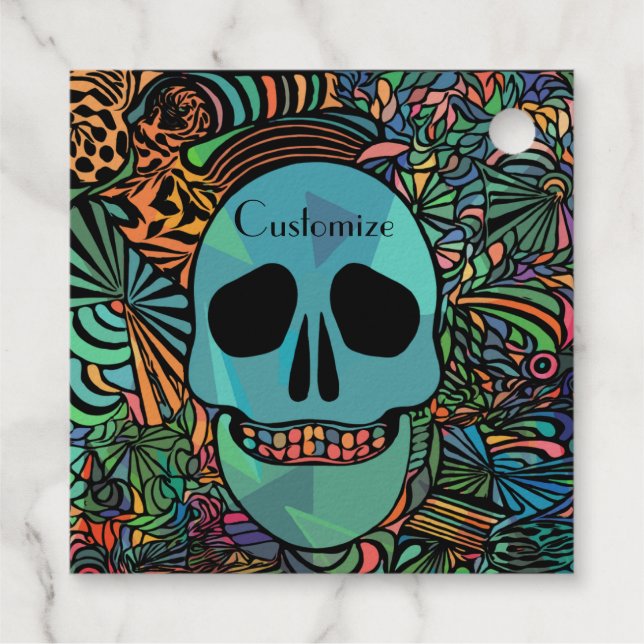 Halloween Hippie Skull Thunder_Cove Geschenkanhänger (Rückseite)