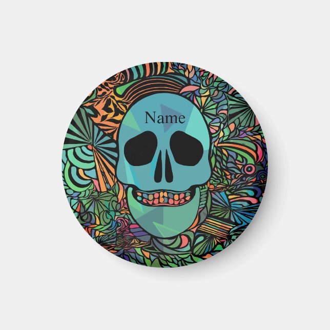 Halloween Hippie Skull Thunder_Cove Magnet (Vorne)