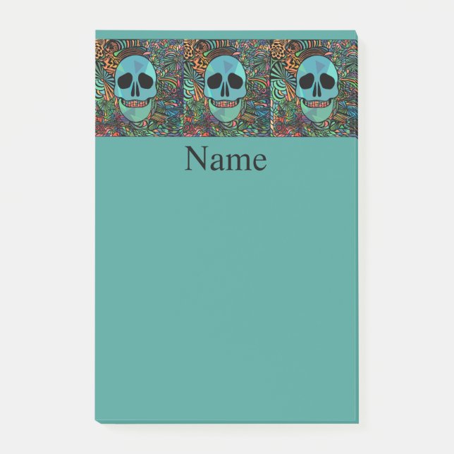 Halloween Hippie Skull Thunder_Cove Post-it Klebezettel (Vorderseite)