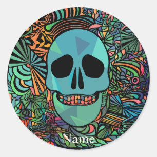 Halloween Hippie Skull Thunder_Cove Runder Aufkleber