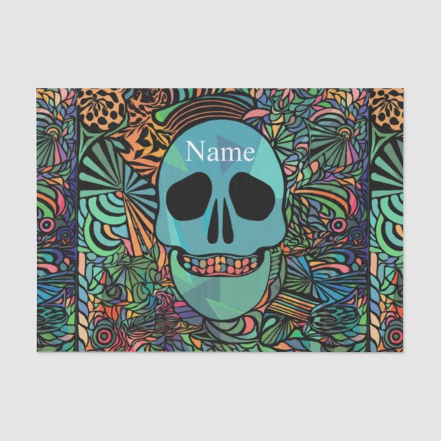 Halloween Hippie Skull Thunder_Cove Seidenpapier (Vorderseite)