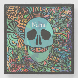 Halloween Hippie Skull Thunder_Cove Steinuntersetzer