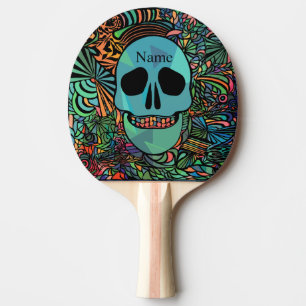 Halloween Hippie Skull Thunder_Cove Tischtennis Schläger