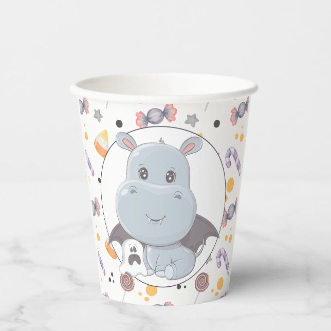 Halloween Hippopotamus Little Boo Baby Dusche Pappbecher (Vorderseite)