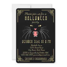 Halloween Hissing Cat Black Elegante Einladung