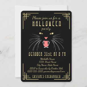 Halloween Hissing Cat Black Elegante Einladung