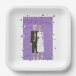 Halloween-Hochzeit der niedlichen Skelettons Pappteller