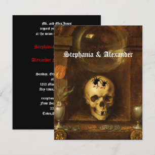 Halloween-Hochzeit, Goth, Totenkopf, individuelle Einladung