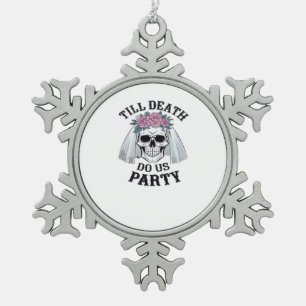 Halloween-Hochzeit Spooky - Bis dass der Tod uns f Schneeflocken Zinn-Ornament