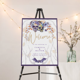 Halloween Hochzeitseinladung Gothic Skulls Lila