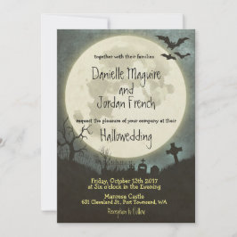 Halloween Hochzeitseinladung mit Mond, Friedhof Einladung