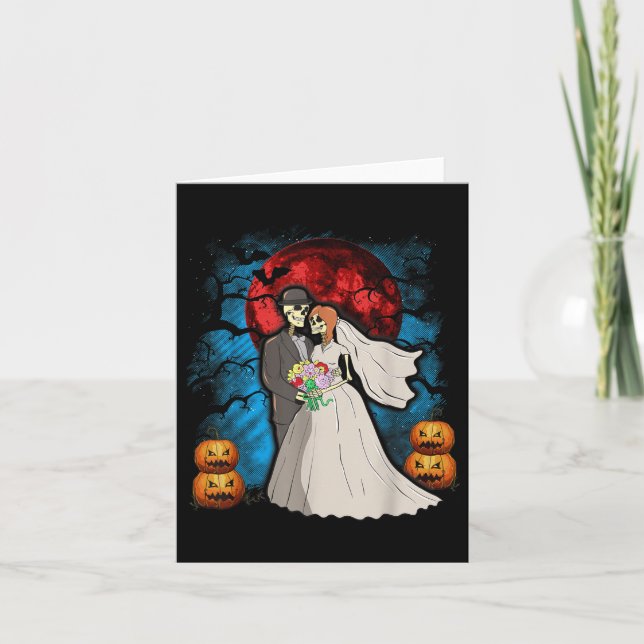 Halloween Hochzeitsgeschenk Skeleton Couple Bride  Karte (Vorderseite)