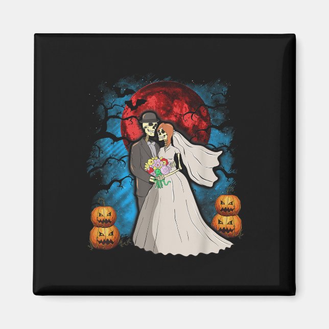 Halloween Hochzeitsgeschenk Skeleton Couple Bride  Magnet (Vorne)