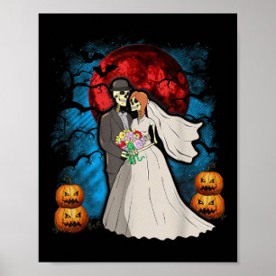 Halloween Hochzeitsgeschenk Skeleton Couple Bride  Poster