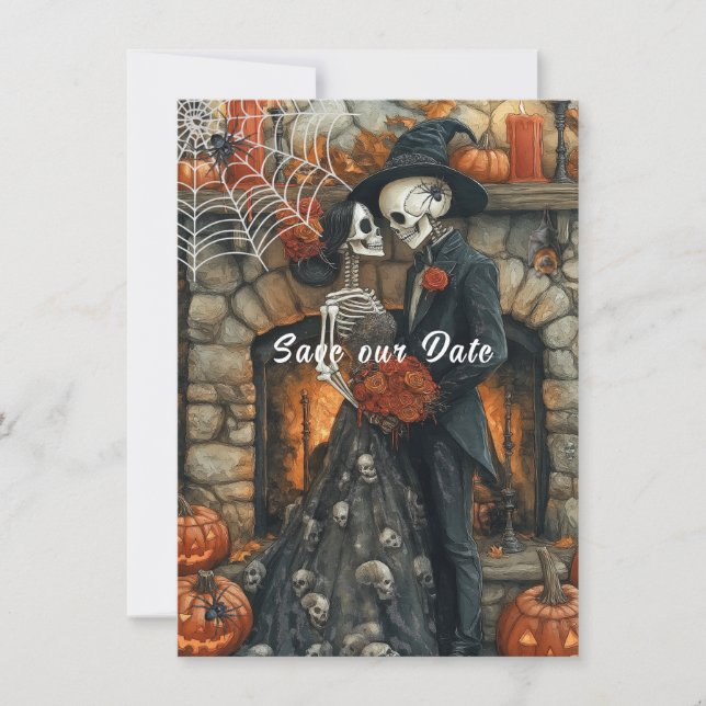 Halloween Hochzeitskarte Save the Date (Vorderseite)
