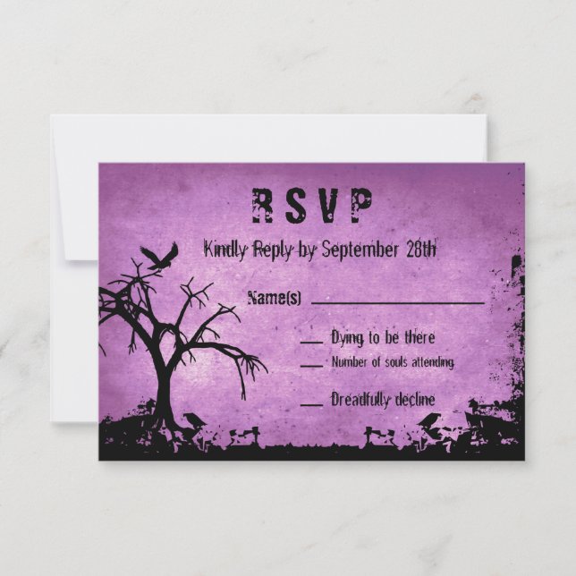 Halloween HochzeitsrSVP mit spukhaftem Baum und Kr RSVP Karte (Vorderseite)