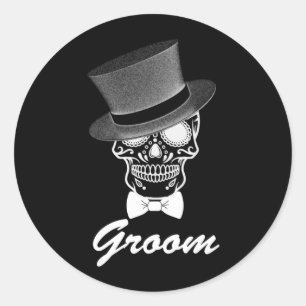 Halloween-Hochzeitstag des Bräutigams der Regierun Runder Aufkleber