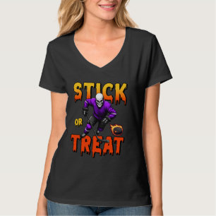 Halloween Hockey Skeleton Player Sp. oder Leckerei T-Shirt