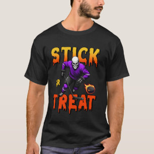 Halloween Hockey Skeleton Player Sp. oder Leckerei T-Shirt