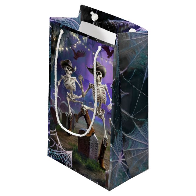 Halloween Hoedown-Herumwirbelung, tanzende Skelett Kleine Geschenktüte (Vorderseite Schrägansicht)