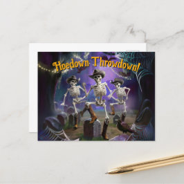 Halloween HoeDown Throwdown, tanzende Skelette Postkarte