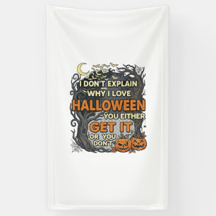 Halloween Holen Sie es Gruselig Baum Kürbisse Fled Banner