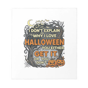 Halloween Holen Sie es Gruselig Baum Kürbisse Fled Notizblock