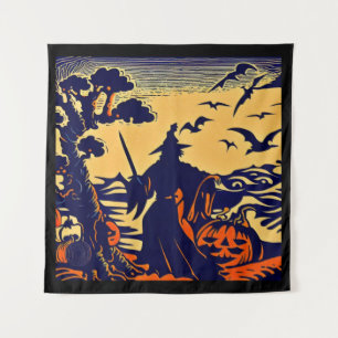 Halloween - Holzschnitt-Stil 5 Wandteppich