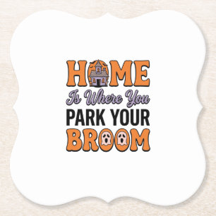 Halloween Home Park Your Broom Vintage-Typografie  Untersetzer