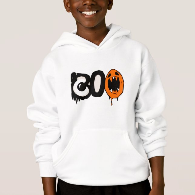 Halloween Hoodie Kind - Einzigartiges "BOO" Minima (Vorderseite)