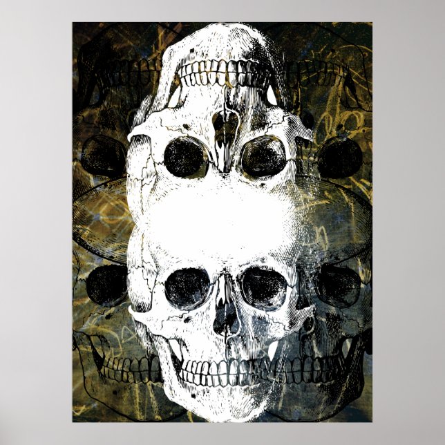 Halloween Horror - 3 Skulls Graffiti Burst Poster (Vorne)