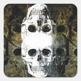 Halloween Horror - 3 Skulls Graffiti Burst Quadratischer Aufkleber