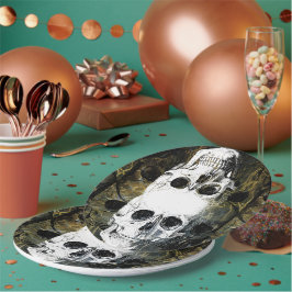 Halloween-Horror - 3 Totenkopf-Graffiti-Burst Pappteller