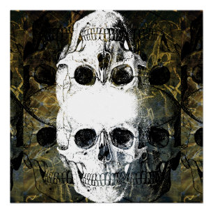 Halloween-Horror - 3 Totenköpfe Graffiti Burst Poster