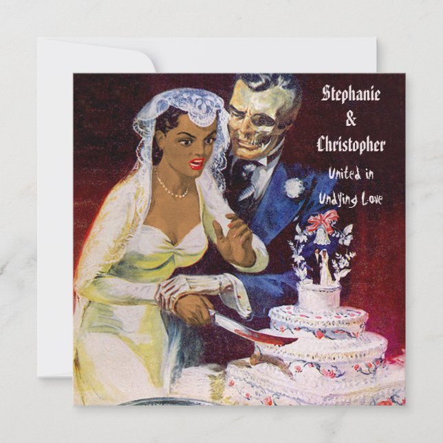 Halloween-Horror Ethnic Bride und Doom-Hochzeit Einladung (Vorderseite)