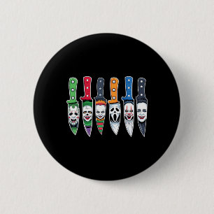Halloween-Horror Filmfiguren in Knives Beängstigen Button