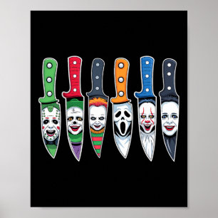Halloween-Horror Filmfiguren in Knives Beängstigen Poster