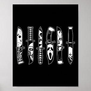 Halloween-Horror Filmfiguren in Knives Beängstigen Poster