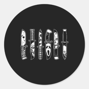 Halloween-Horror Filmfiguren in Knives Beängstigen Runder Aufkleber